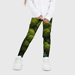 Леггинсы для девочки Зеленый мох и листья, цвет: 3D-принт — фото 2