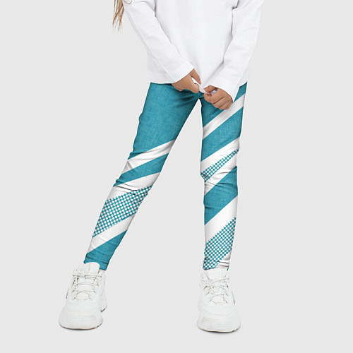 Детские легинсы Бело-голубой абстракция с полосами / 3D-принт – фото 3