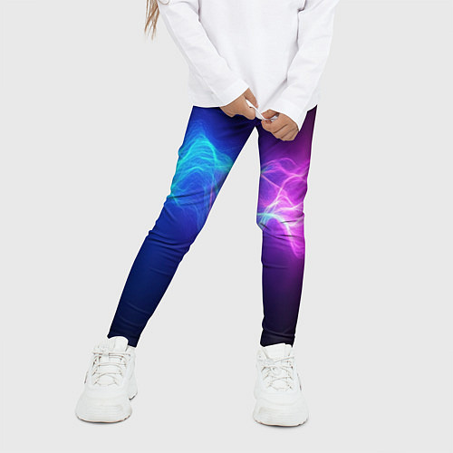 Детские легинсы Звуковая волна неоновый узор / 3D-принт – фото 3