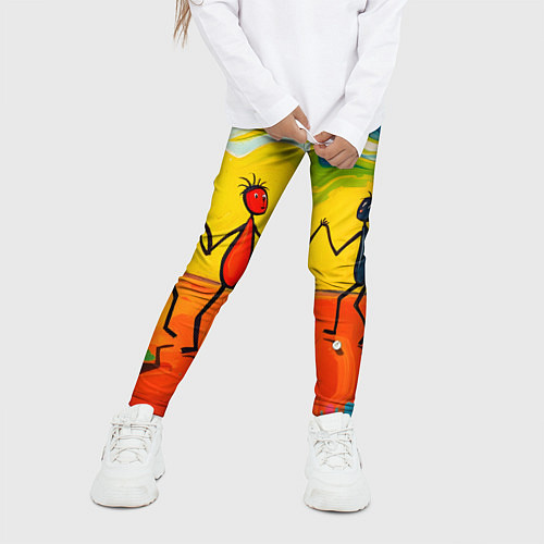 Детские легинсы Дружба человечков / 3D-принт – фото 3