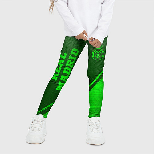 Детские легинсы Real Madrid - green gradient вертикально / 3D-принт – фото 3