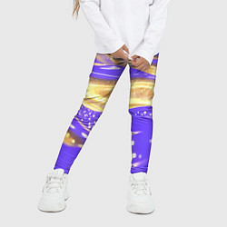 Леггинсы для девочки Фиолетово-золотая жидкая текстура, цвет: 3D-принт — фото 2