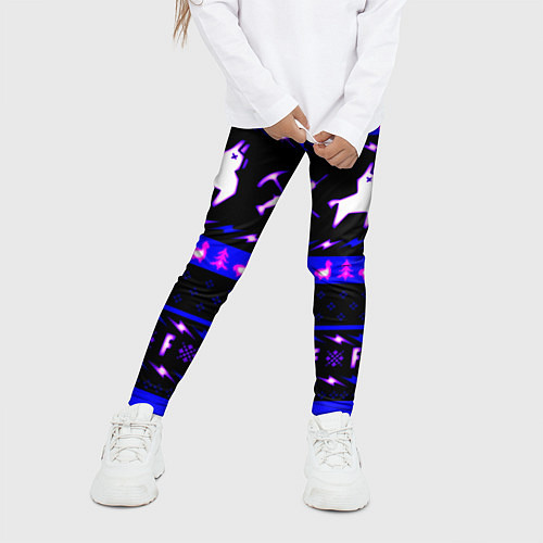 Детские легинсы Fortnite neon pattern / 3D-принт – фото 3