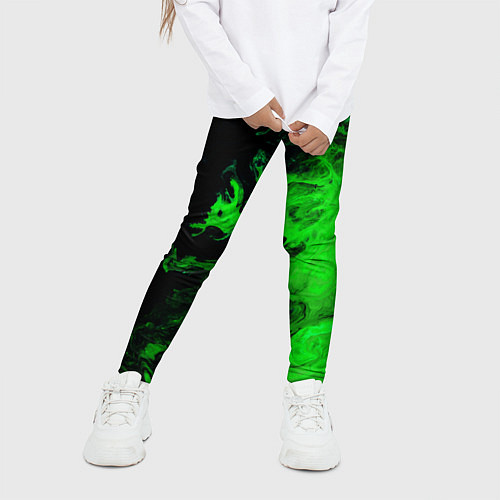 Детские легинсы Color green black / 3D-принт – фото 3
