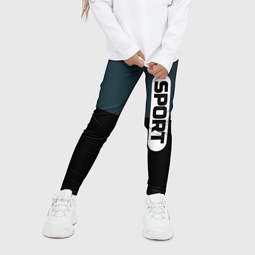 Детские легинсы Sport чёрно-синий с белым / 3D-принт – фото 3