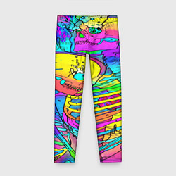 Леггинсы для девочки Черепа неоновые краски, цвет: 3D-принт