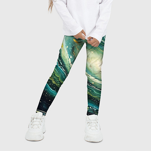 Детские легинсы Зеленая вселенная / 3D-принт – фото 3