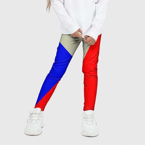 Детские легинсы Серо-сине-красный трёхцветный / 3D-принт – фото 3