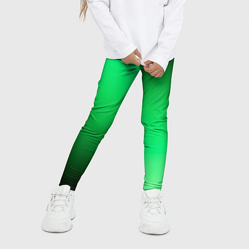 Детские легинсы Чёрно-зелёный градиент пополам / 3D-принт – фото 3