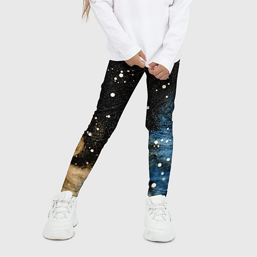 Детские легинсы Черно-синий фон текстура / 3D-принт – фото 3