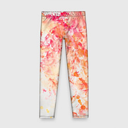 Леггинсы для девочки Абстракция - splashes of pink and red paint on whi, цвет: 3D-принт