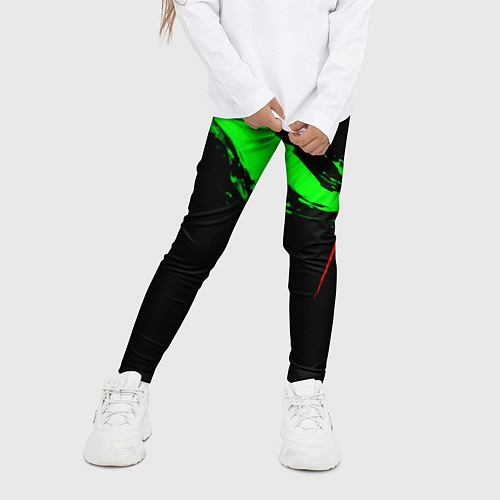 Детские легинсы Color black green red / 3D-принт – фото 3