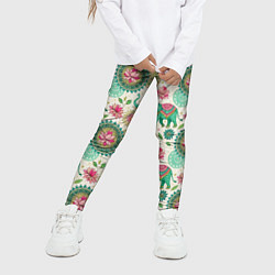 Леггинсы для девочки Слоны и мандалы паттерн в индийской стилистике, цвет: 3D-принт — фото 2