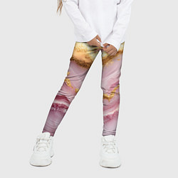 Леггинсы для девочки Золотая объемная текстура на розовом, цвет: 3D-принт — фото 2