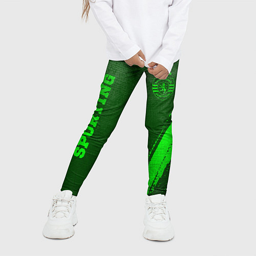 Детские легинсы Sporting - green gradient вертикально / 3D-принт – фото 3