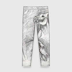 Леггинсы для девочки Черепа лошадей - эскиз, цвет: 3D-принт