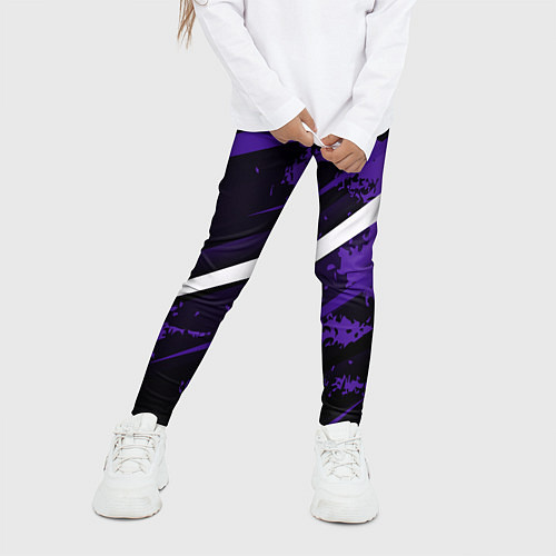 Детские легинсы Color black purple line / 3D-принт – фото 3