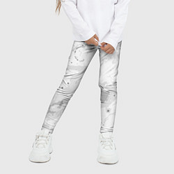 Леггинсы для девочки Белый с серым абстрактная текстура, цвет: 3D-принт — фото 2