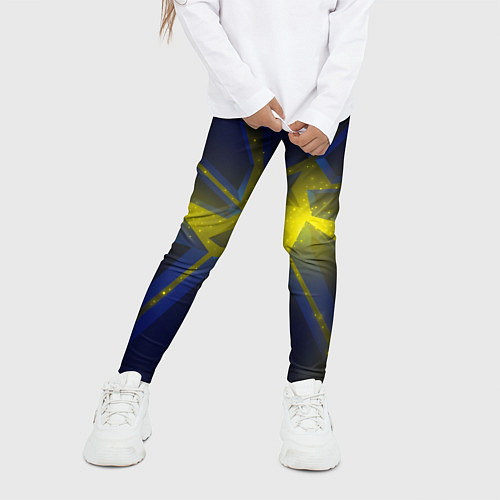 Детские легинсы Разлом космических неоновых плит / 3D-принт – фото 3