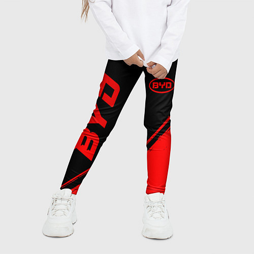 Детские легинсы BYD - red gradient вертикально / 3D-принт – фото 3