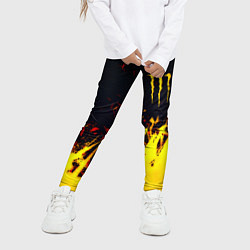 Леггинсы для девочки Monster energy абстрактные краски, цвет: 3D-принт — фото 2
