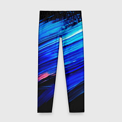 Леггинсы для девочки Синии кисти краски на черном, цвет: 3D-принт