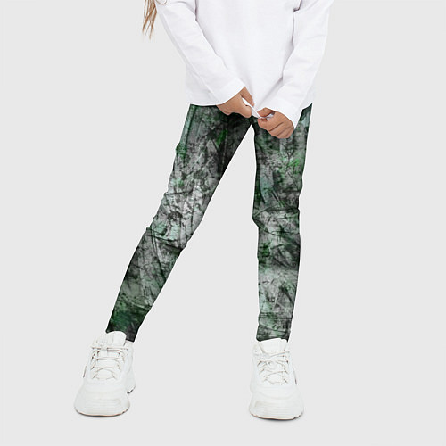 Детские легинсы Абстракция - grey emerald rock / 3D-принт – фото 3