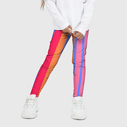 Леггинсы для девочки Теплые цветные полосы, цвет: 3D-принт — фото 2