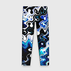 Леггинсы для девочки Абстракция разлитые краски чёрно-сине-белый, цвет: 3D-принт