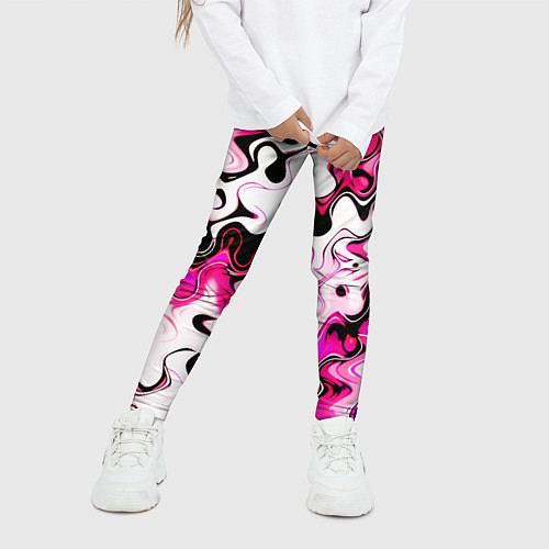 Детские легинсы Абстракция разлитые краски розовый / 3D-принт – фото 3