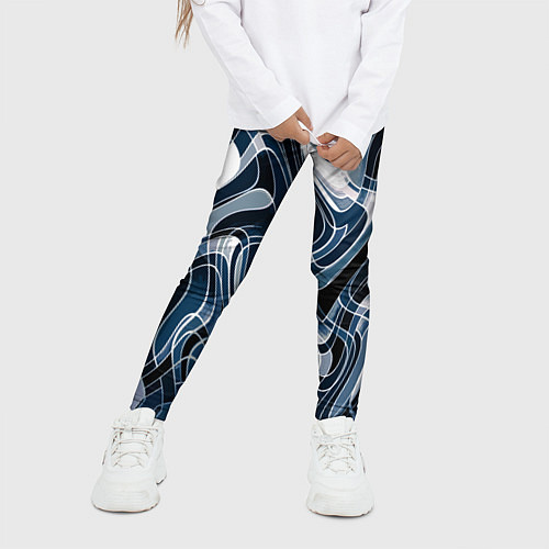 Детские легинсы Тёмно-синий искажённая абстракция / 3D-принт – фото 3