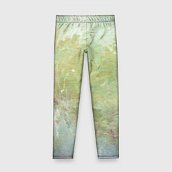 Леггинсы для девочки Абстракция - white waves on green background, цвет: 3D-принт