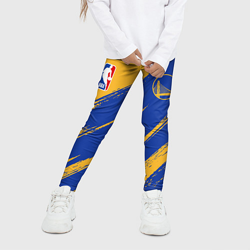 Детские легинсы Голден Стэйт Уорриорз - желто синие / 3D-принт – фото 3