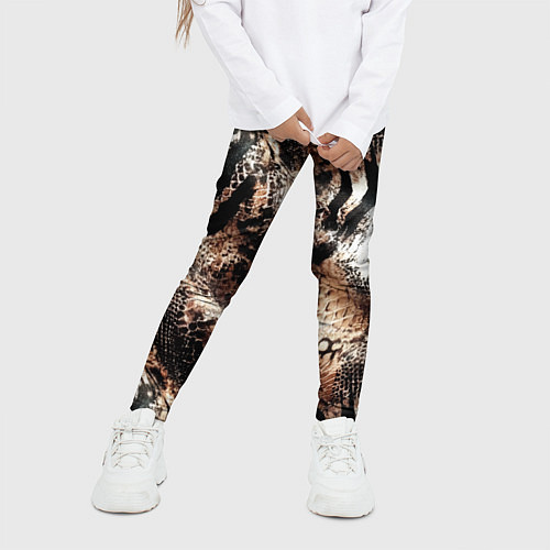 Детские легинсы Змеиная кожа и полоски зебры микс - сафари паттерн / 3D-принт – фото 3