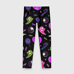 Леггинсы для девочки Halloween pink black pumpkin, цвет: 3D-принт