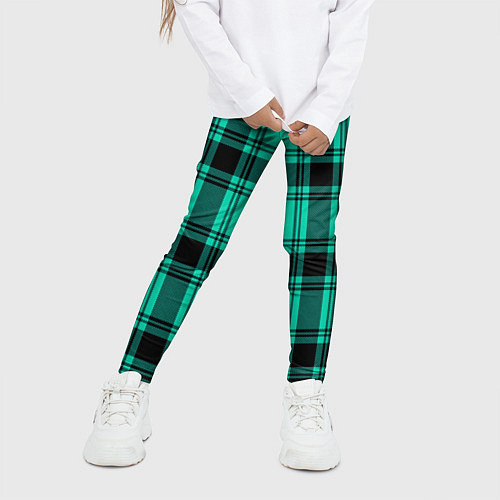 Детские легинсы Checkered turquoise / 3D-принт – фото 3