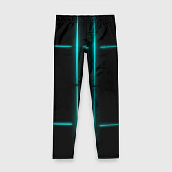 Леггинсы для девочки Neon black light blue line, цвет: 3D-принт