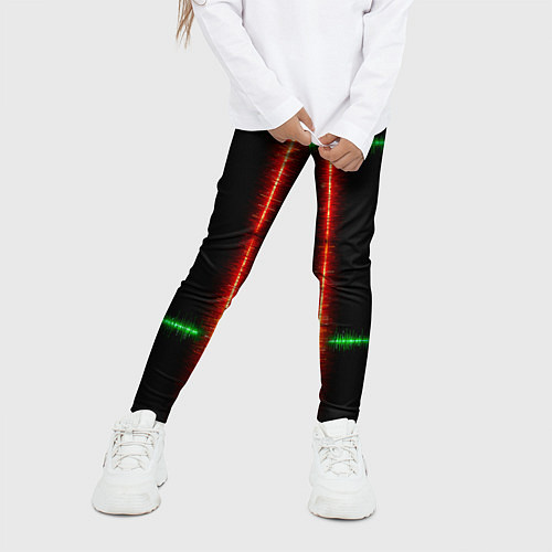 Детские легинсы Color black green red lines / 3D-принт – фото 3