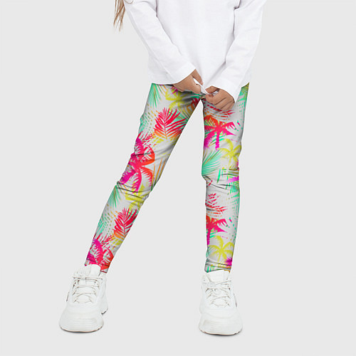 Детские легинсы Palm yellow pink / 3D-принт – фото 3