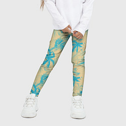 Леггинсы для девочки Palm light blue beige, цвет: 3D-принт — фото 2