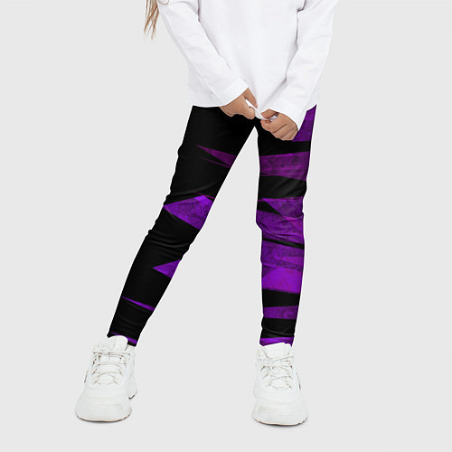 Детские легинсы Color purple black stripes / 3D-принт – фото 3