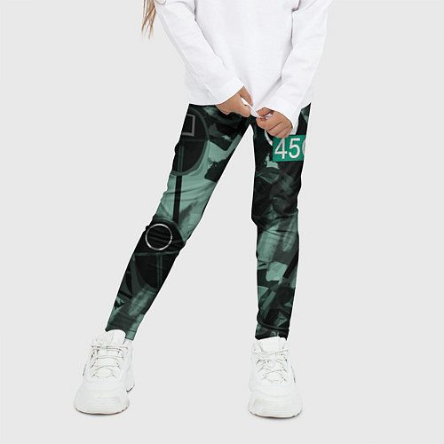 Детские легинсы Номер 456 на фоне масок игры в кальмара / 3D-принт – фото 3