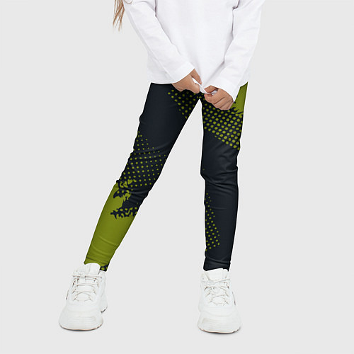 Детские легинсы Абстрактная текстура в зеленом / 3D-принт – фото 3