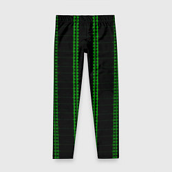 Леггинсы для девочки Color black cage green stripes, цвет: 3D-принт