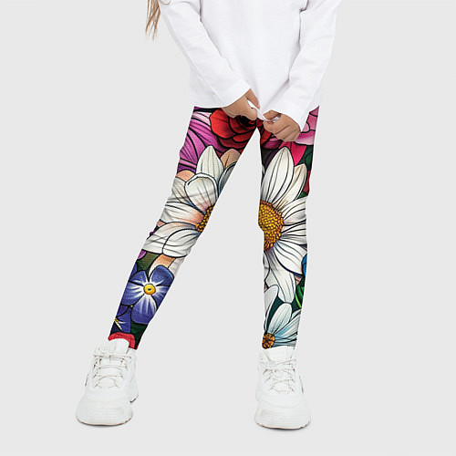 Детские легинсы Крупные цветы / 3D-принт – фото 3