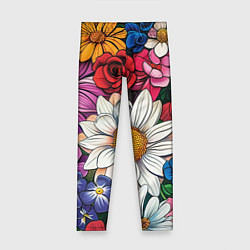 Леггинсы для девочки Крупные цветы, цвет: 3D-принт