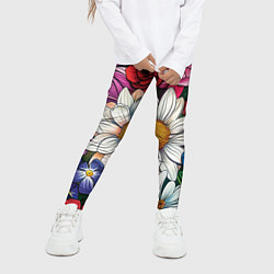 Леггинсы для девочки Крупные цветы, цвет: 3D-принт — фото 2