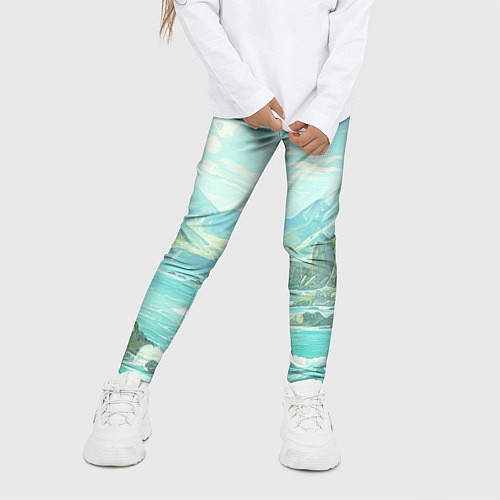 Детские легинсы Художественный берег со скалами / 3D-принт – фото 3