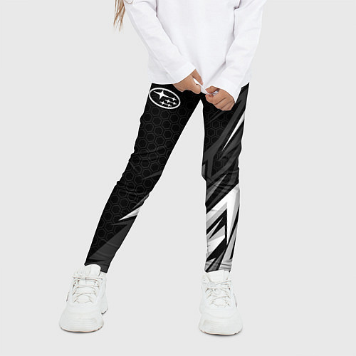 Детские легинсы Subaru - монохромный черный / 3D-принт – фото 3
