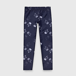 Леггинсы для девочки Цветочный узор синий, цвет: 3D-принт